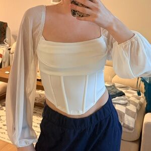 Elegant White Corset Women's Top- size M